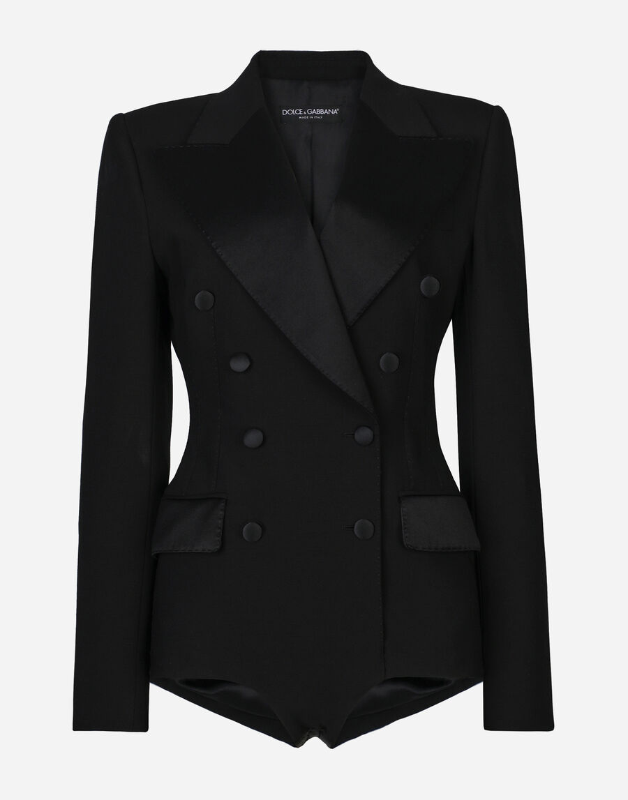 Double-breasted tuxedo jacket bodysuit