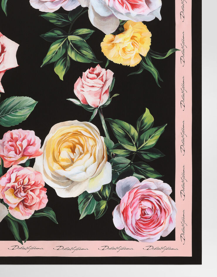 Dolce & Gabbana Fular de sarga de seda con estampado de peonías y rosas 90 x 90 Imprima FN090RGDCUI
