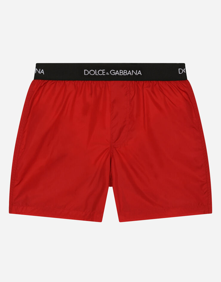 Dolce & Gabbana 로고 신축 밴드 나일론 트렁크 수영복 보르도 L4J831G7A6C