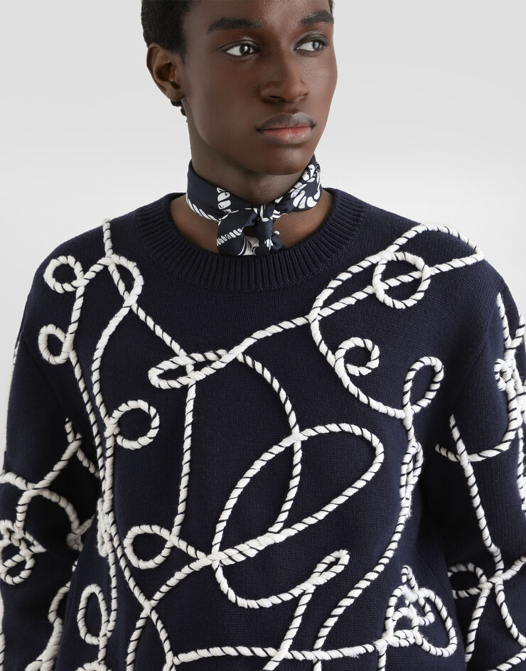 Dolce & Gabbana Virgin wool pullover with embroidery Multicolor GXXCCZJDVIT