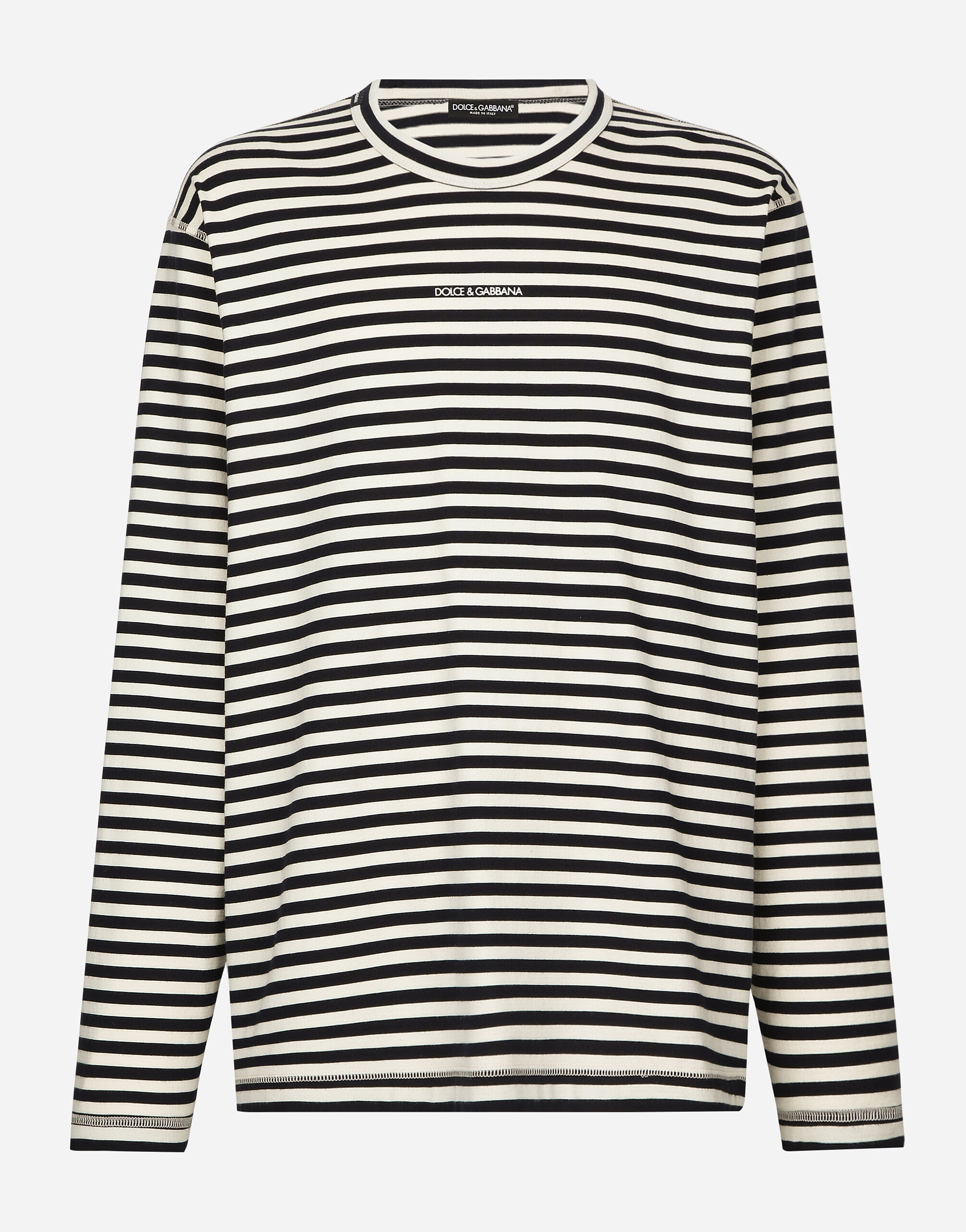 Long sleeved striped T shirt with logo in Multicolor for