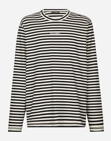Dolce & Gabbana Long-sleeved striped T-shirt with logo Multicolor GXP56TJFMA3