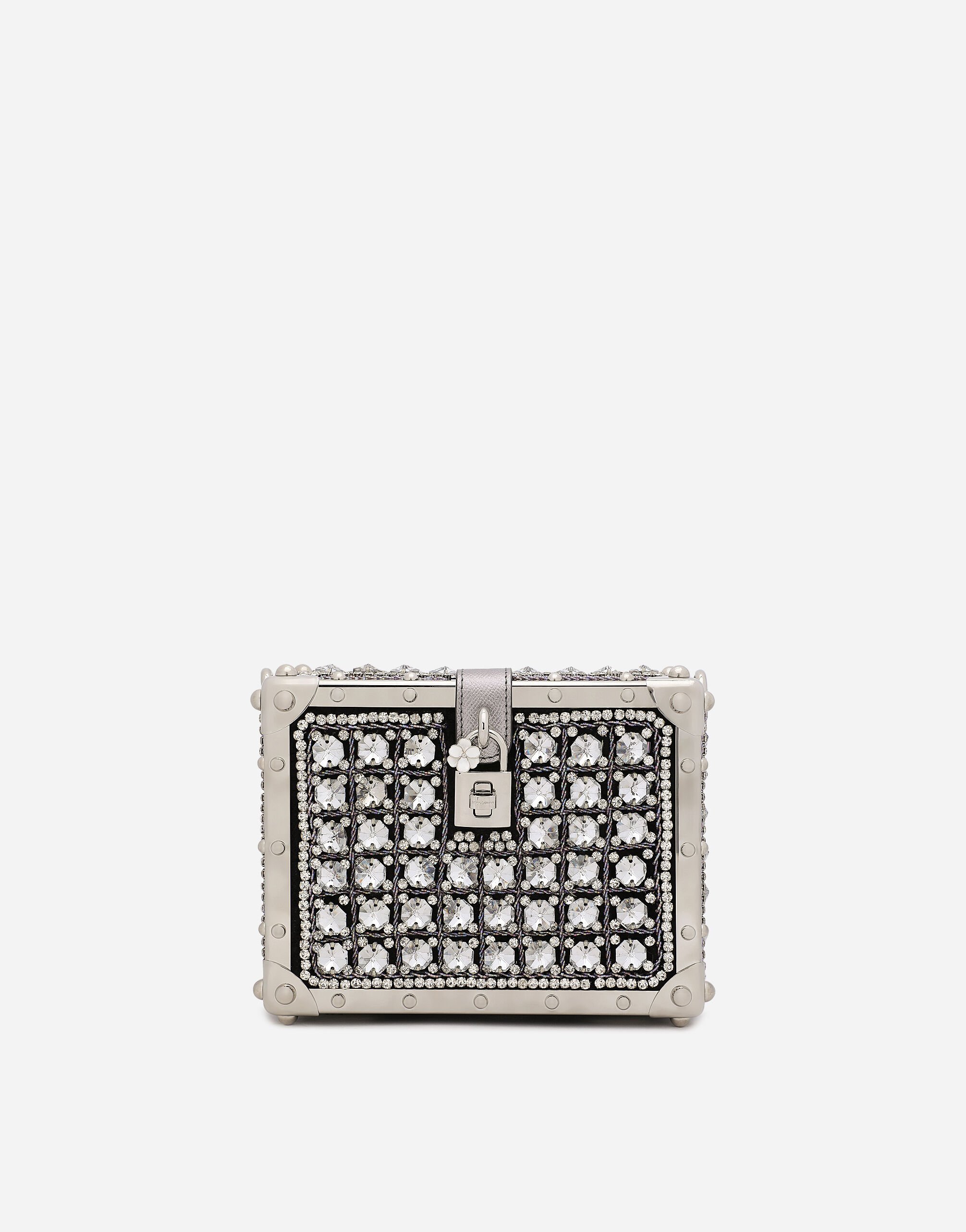 Dolce & Gabbana Tasche Dolce Box aus Jacquardgewebe mit Stickereien Black BB7625AU640