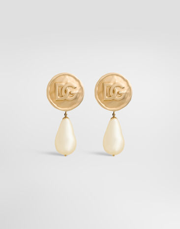 Dolce&Gabbana Earrings with DG logo and teardrop pendants Gold WEP8L5W1111