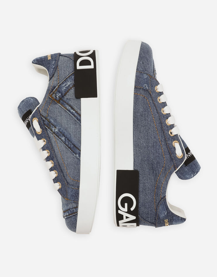 Dolce & Gabbana Calfskin Portofino sneakers with DG logo Blue CK1544AD481