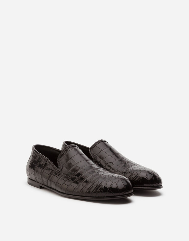 Dolce & Gabbana Crocodile nappa slip-on shoes BLACK A50216A2354