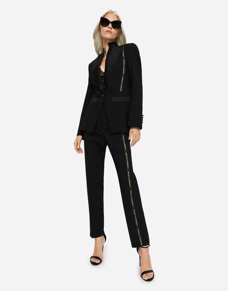 Dolce & Gabbana Woolen pants with branded selvedge Black FTAM2TFUBEF