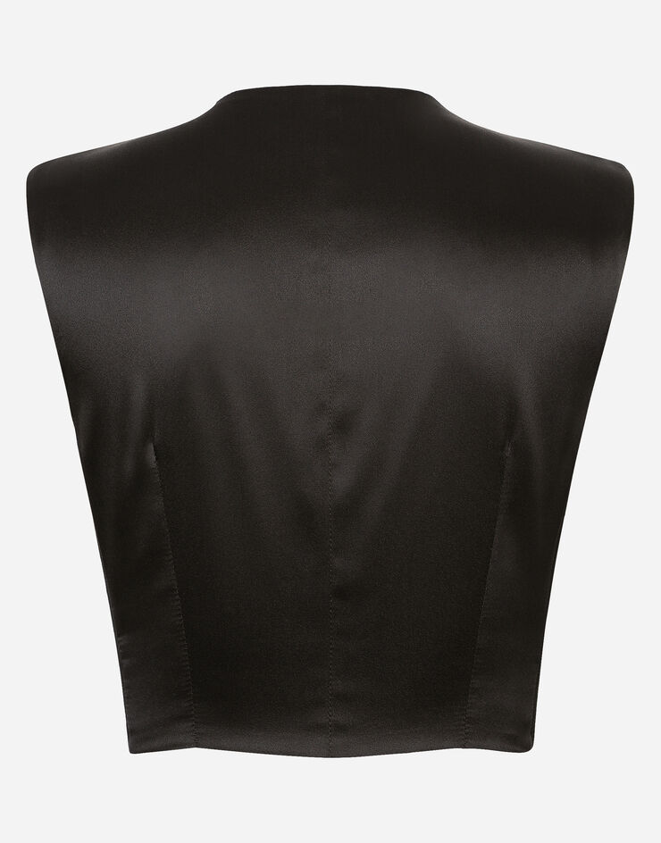 Dolce&Gabbana Chaleco corto en paño de lana Negro F790BTFU21E