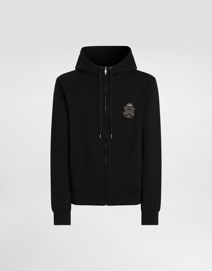 Dolce & Gabbana Jersey sweatshirt with heraldic patch Blue G9BGDZG7PZT