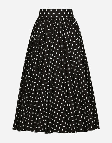 Dolce & Gabbana Cotton calf-length circle skirt with polka-dot print Print F7AA7TFSFNM