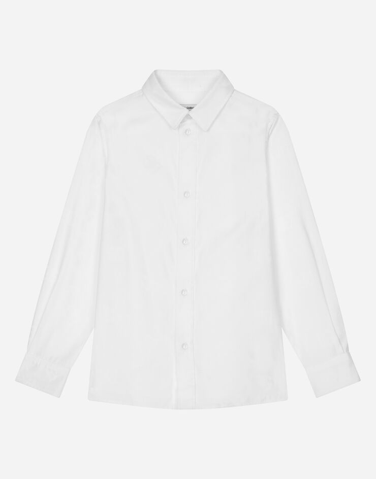 DolceGabbanaSpa Camicia manica lunga in popeline con logo jacquard White L43S23FJ5GU