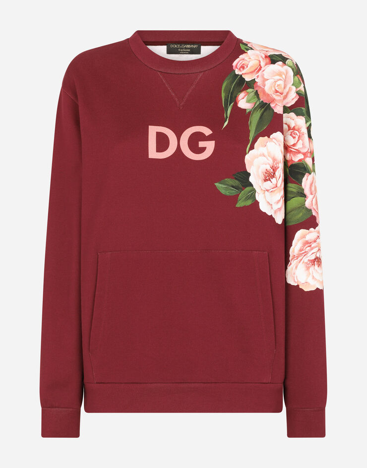 Dolce & Gabbana Jersey sweatshirt with camellia details BURGUNDERROT I9504WG7YVE