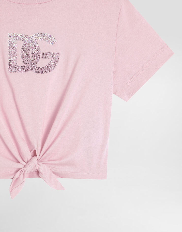 Dolce & Gabbana Camiseta de punto con logotipo DG Rosa L5JTOVG7O0X