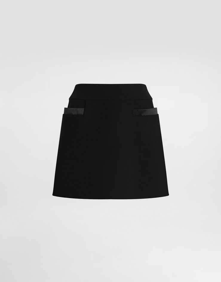 Dolce & Gabbana Rock mit Schößchen aus Doppelkrepp Schwarz F4C4PTFU2L8