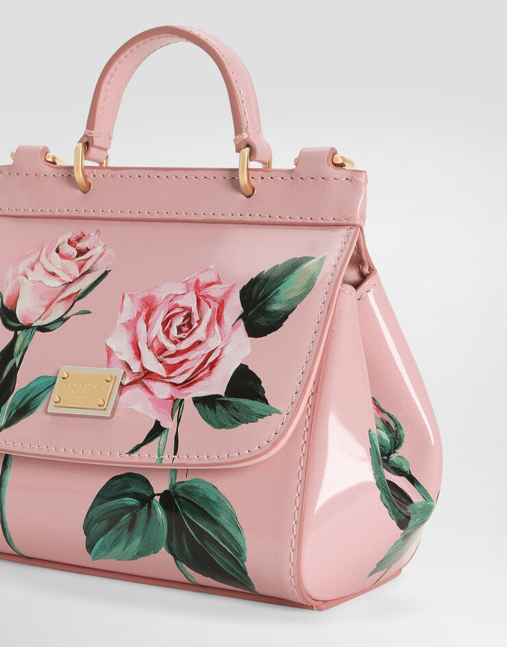 Dolce & Gabbana حقيبة كروس بودي سيسيلي من جلد عجل مصقول بطبعة وردة مطبعة EB0003AF982