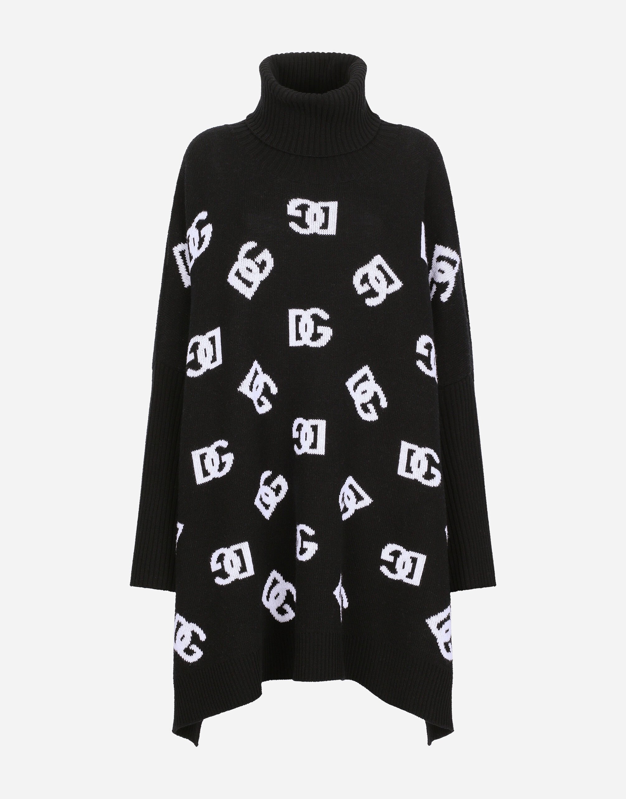 Wool poncho with jacquard DG logo in Print for Women