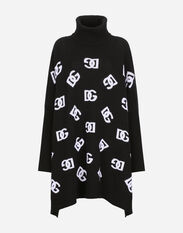 Dolce & Gabbana Wool poncho with jacquard DG logo Multicolor FXM38TJCVP3
