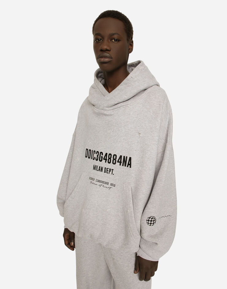 Dolce&Gabbana Jersey-Kapuzensweatshirt Logoprint Grau G9AKPTG7KX8