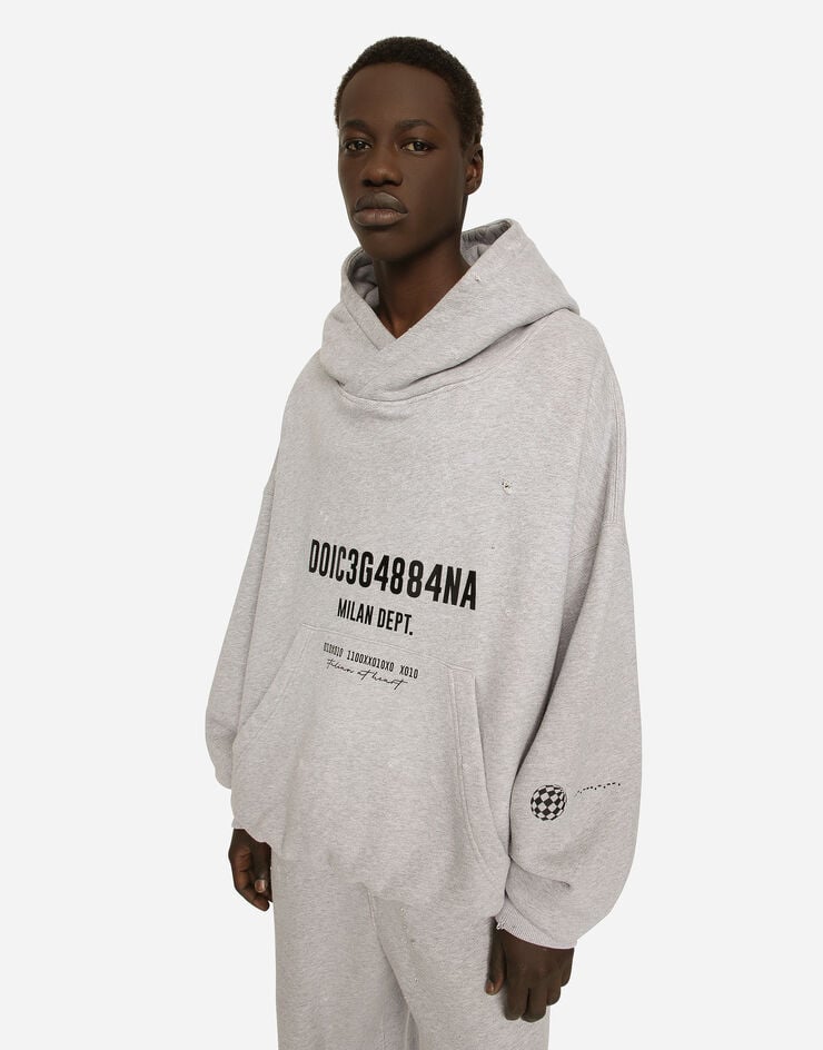 Dolce&Gabbana Jersey hoodie with logo print Grey G9AKPTG7KX8