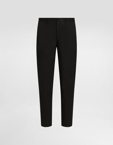 Dolce & Gabbana Stretch cotton pants with branded tag Black GVB6ETFUFMJ