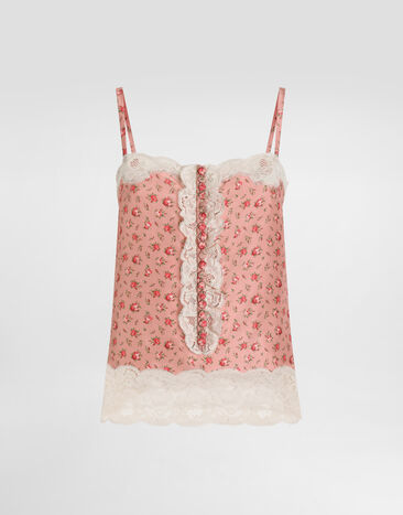 Dolce & Gabbana Small rose-print silk top Multicolor F7BK5TIS10J