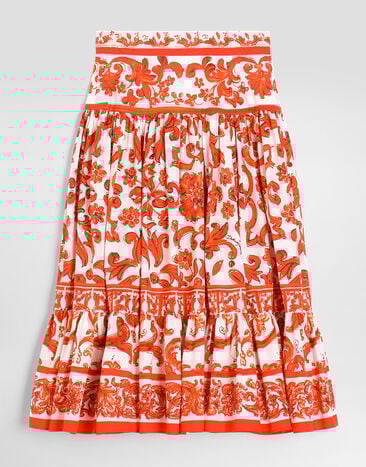 Dolce & Gabbana Majolica-print poplin skirt Multicolor L56I02G7P4J