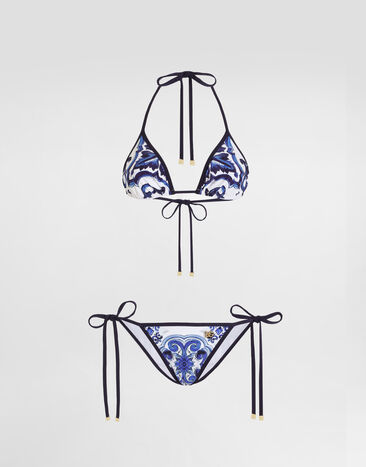 Dolce & Gabbana 马约利卡印花三角比基尼套装 版画 I8AONWONO19