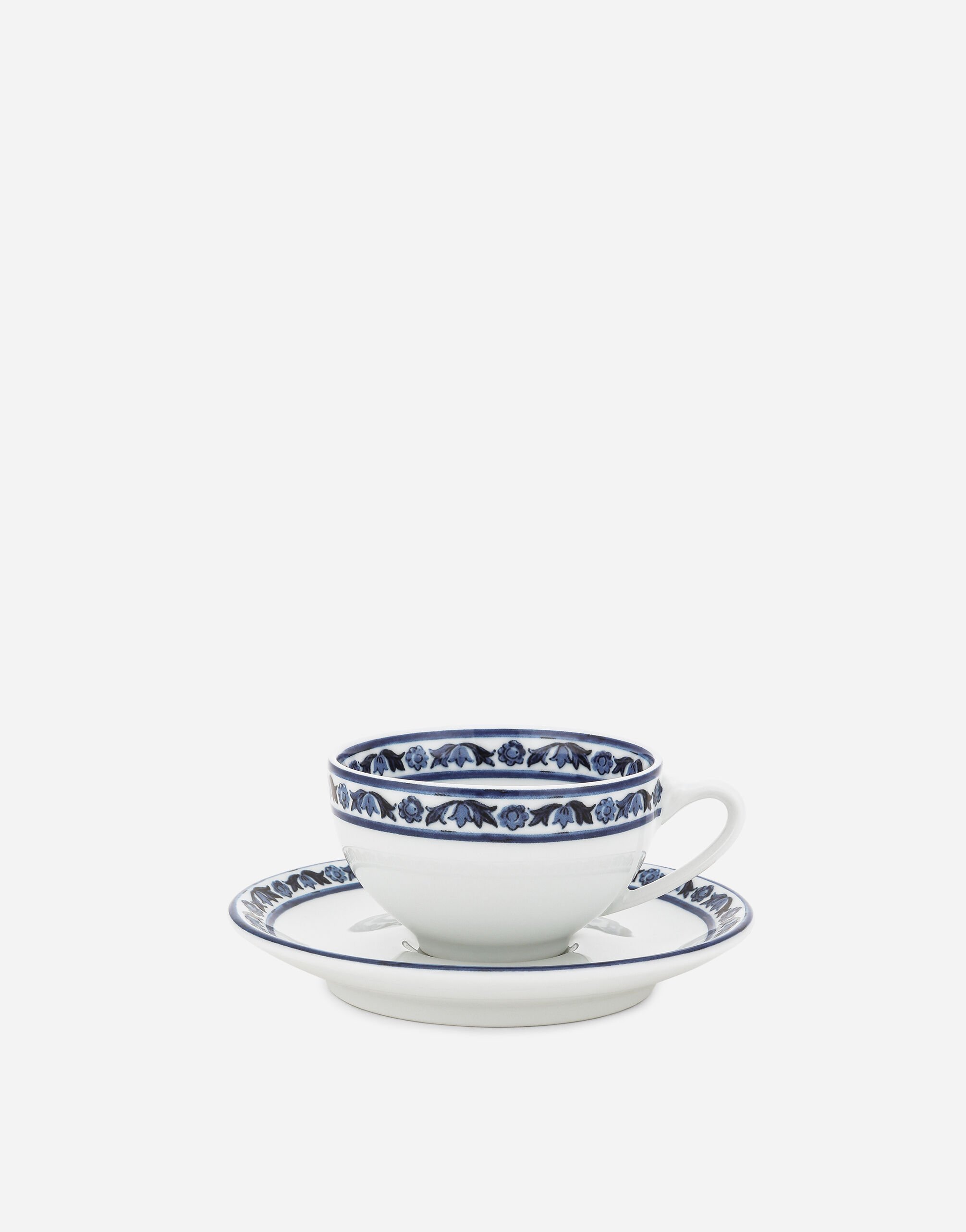 Set 2 Porcelain Espresso Cups with Saucers in Multicolor