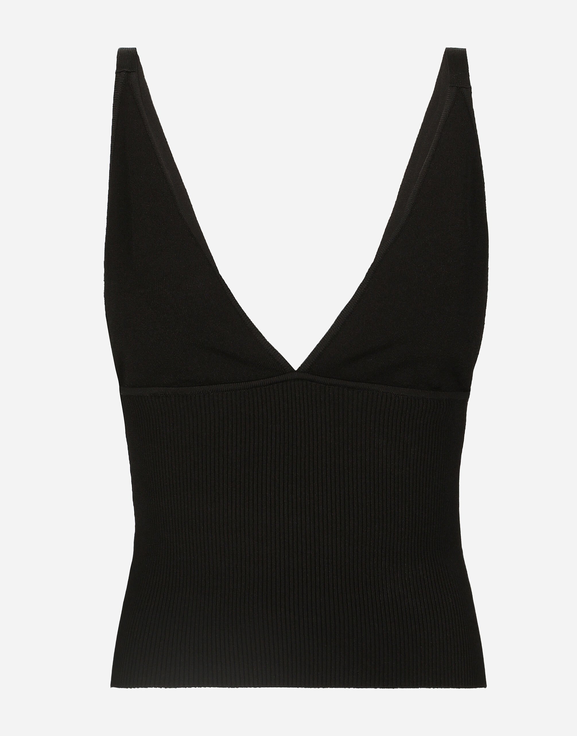 Dolce & Gabbana Camiseta sin mangas en punto de viscosa Imprima F5S48TIS1VL