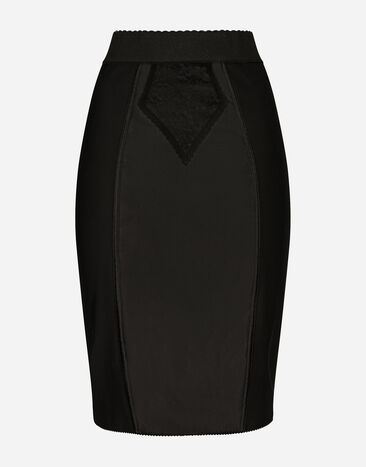 Dolce & Gabbana Midi skirt in powernet and satin Black BB6002AI413