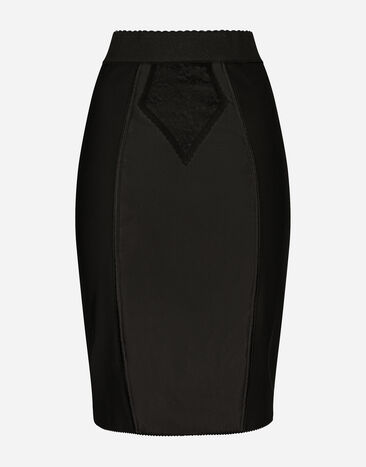 Dolce & Gabbana Midi skirt in powernet and satin Black BB6003B1001