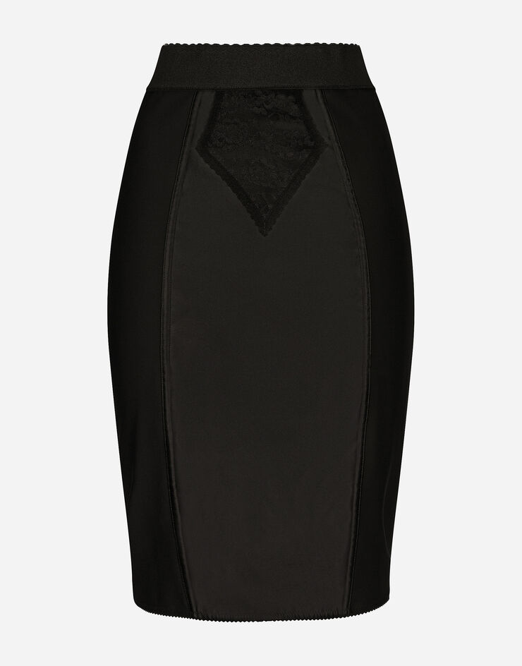 Dolce&Gabbana Midi skirt in powernet and satin Black F4BKDTGDM43