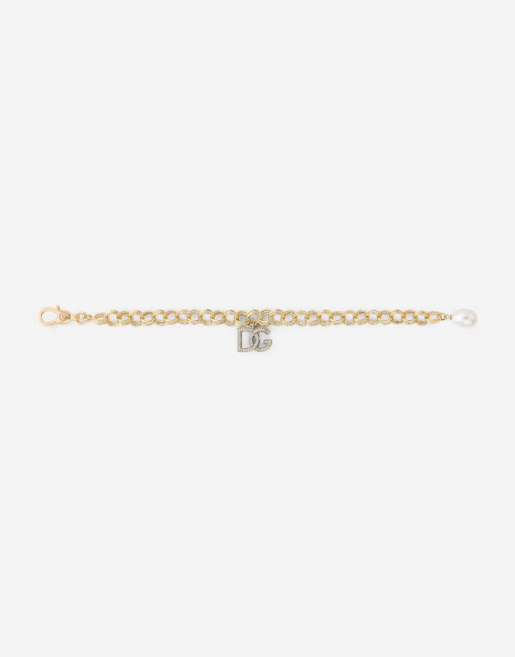 Dolce & Gabbana Bracelet Logo en or jaune et blanc 18 ct avec saphirs incolores Or Blanc / Or Jaune WBMZ2GWSAPW