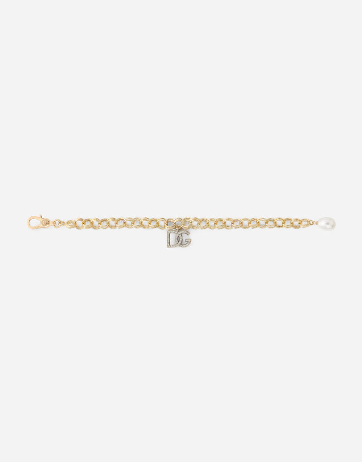 Dolce & Gabbana Logo bracelet in yellow and white 18kt gold with colorless sapphires White and yellow gold WBMZ2GWSAPW