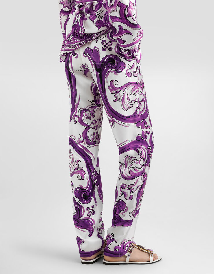 Dolce & Gabbana Majolica-print silk twill vanity trousers Multicolor FTC4TTHI1S6