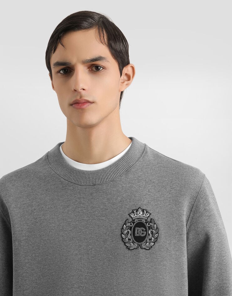 Dolce & Gabbana Sweatshirt with heraldic patch Grey G9ABJZG7PJ7
