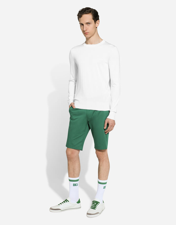 Dolce & Gabbana Dolce&Gabbana 徽标真丝圆领针织衫 白 GXX02ZJBSJS