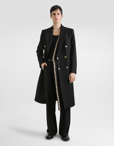 Dolce & Gabbana Double-breasted embellished coat Black G053AZFU283