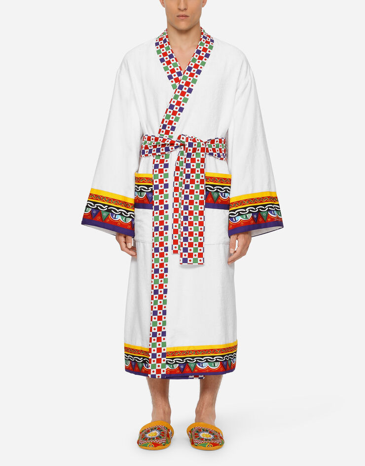 Dolce & Gabbana Cotton Terry Bathrobe Multicolor TCF010TCAGN