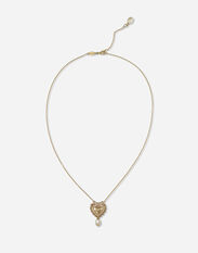 Dolce & Gabbana Devotion necklace in yellow gold with diamonds and pearls Gold/Black WEDC2GW0001