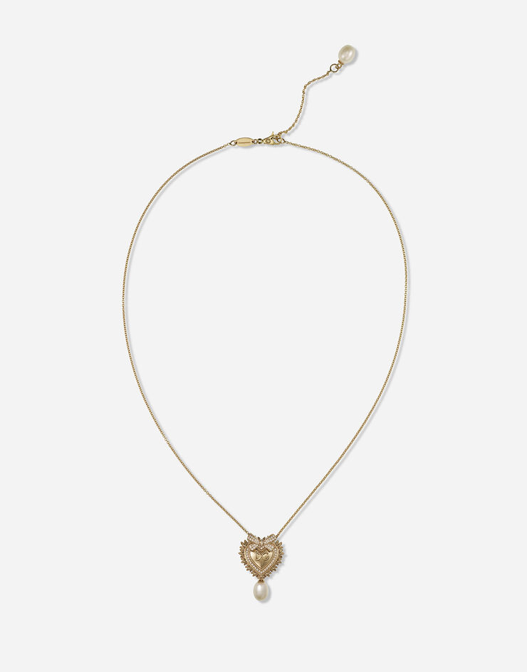 Dolce & Gabbana Collier Devotion en or jaune avec diamants et perles Or Jaune WALD1GWDPEY