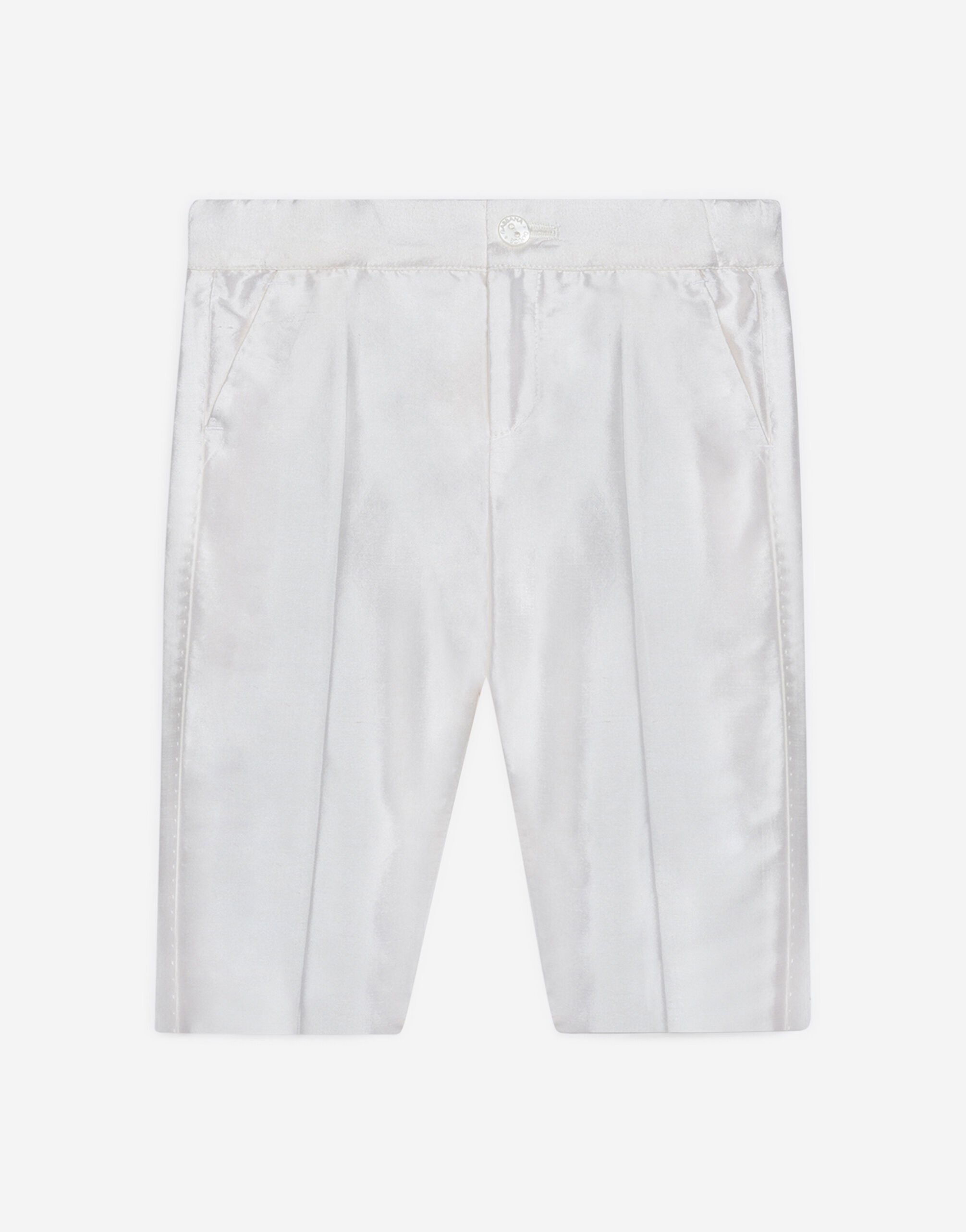 Dolce & Gabbana Pantalones formales de shantung de seda Blanco L0EGG2FU1L6
