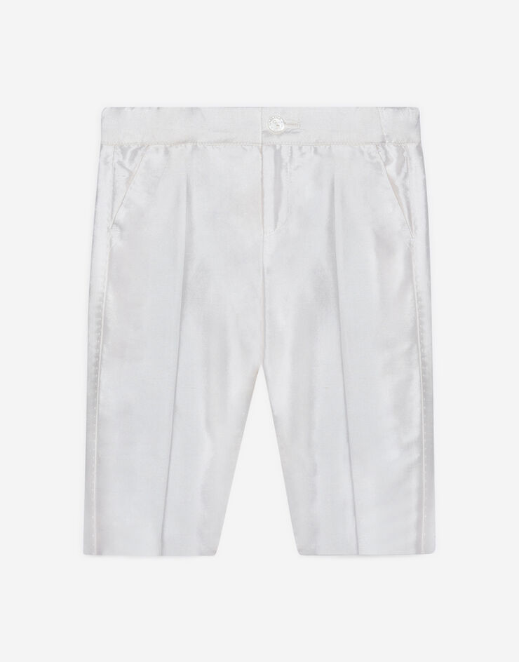 Dolce & Gabbana Pantalones formales de shantung de seda Blanco L0EGC6FU1IR