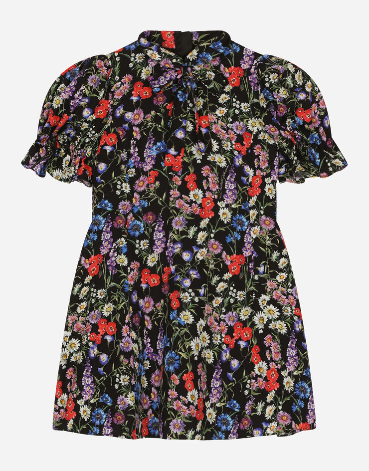 DolceGabbanaSpa Short-sleeved charmeuse dress Multicolor L53DO3FSA1E