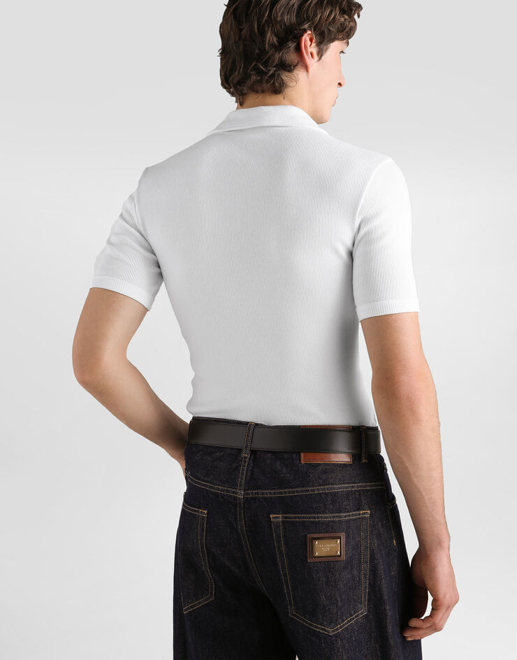 Dolce & Gabbana Camiseta serafino en interlock de algodón Dolce & Gabbana Camiseta serafino en interlock de algodón White G8SR0ZFUGFJ