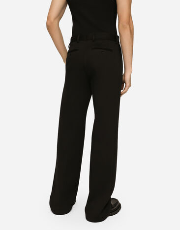 Dolce&Gabbana Pantalon jambe droite en jersey de coton technique Noir GYZMHTHU7PR