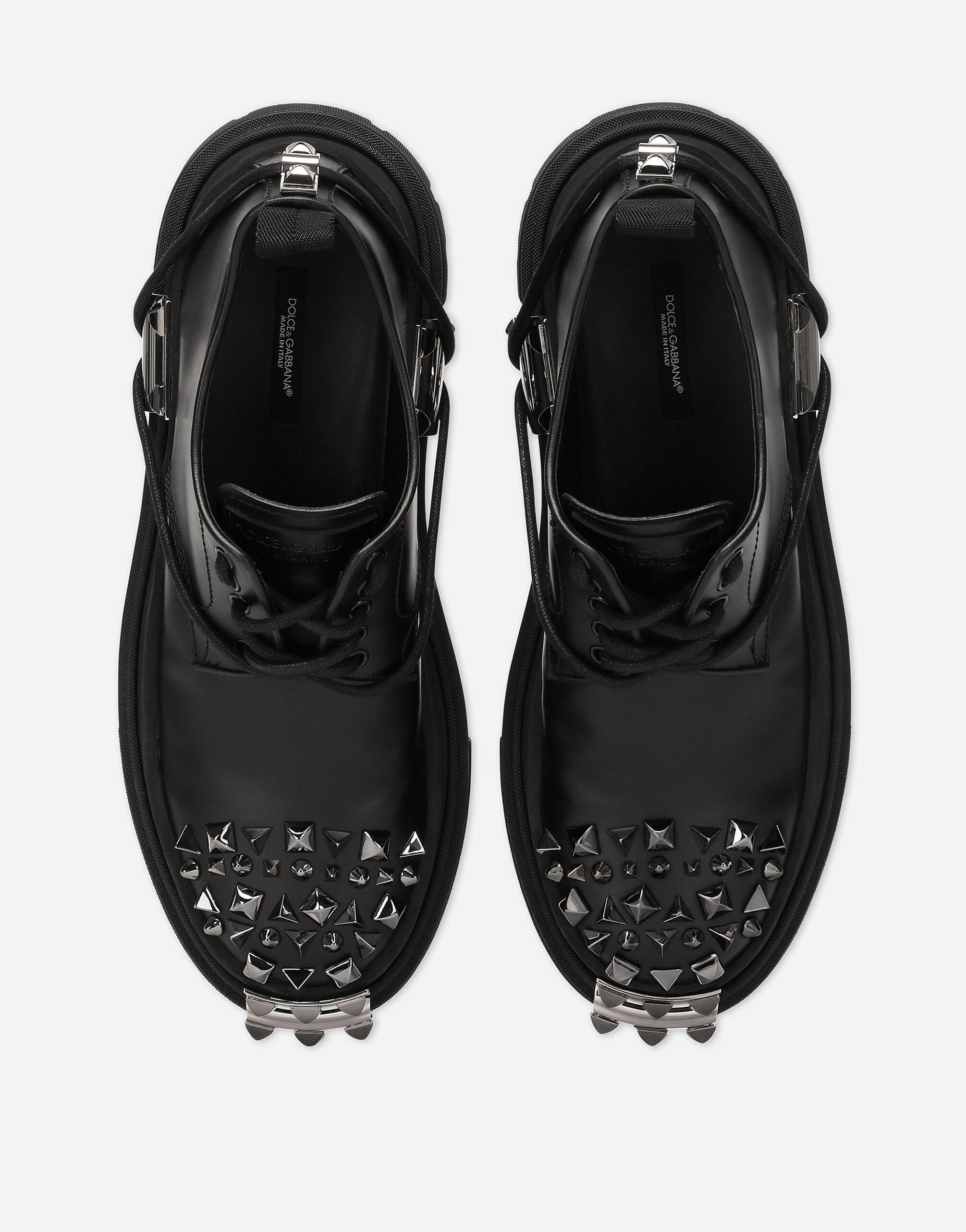 Studded calfskin hi-trekking Derby shoes in Multicolor for Men