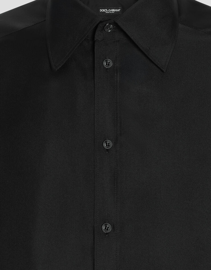 Dolce & Gabbana Camisa Martini en twill de seda Negro G5MM4TFU1XB