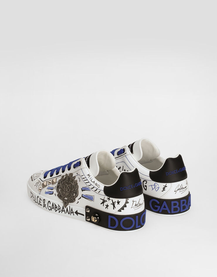 Dolce & Gabbana Calfskin Portofino sneakers with patch Multicolor CS1772AH494