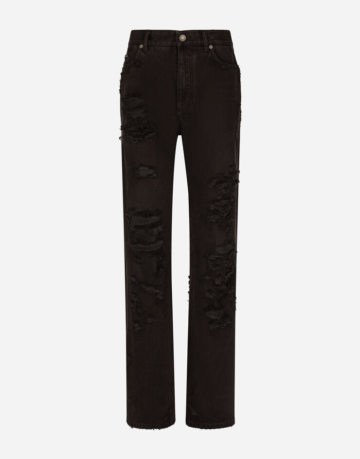 Dolce & Gabbana Jean flare en denim à accrocs Multicolore FTCGNDG8HR2